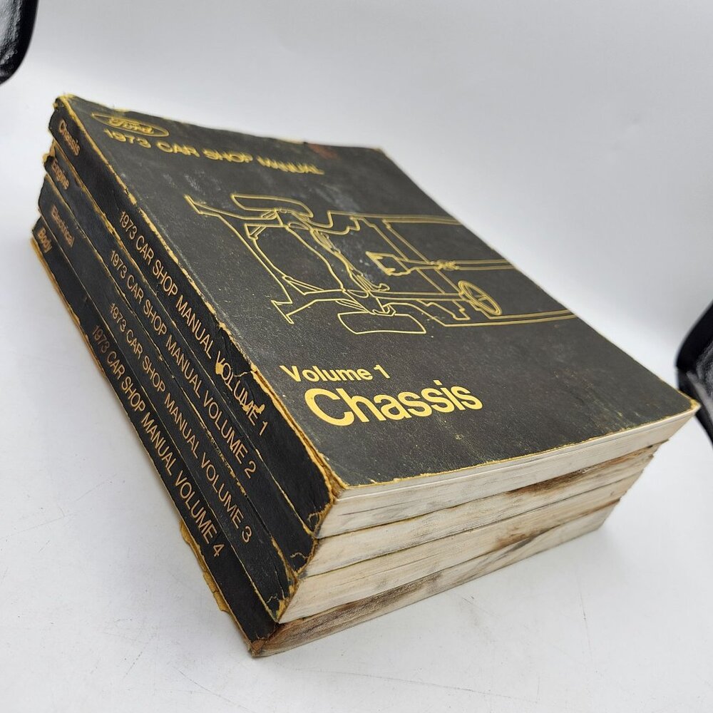 Set Of 4 Ford 1973 Car Shop Manuals Volumes 1 Chassis 2 Engine 3 Electrical 4 Bo